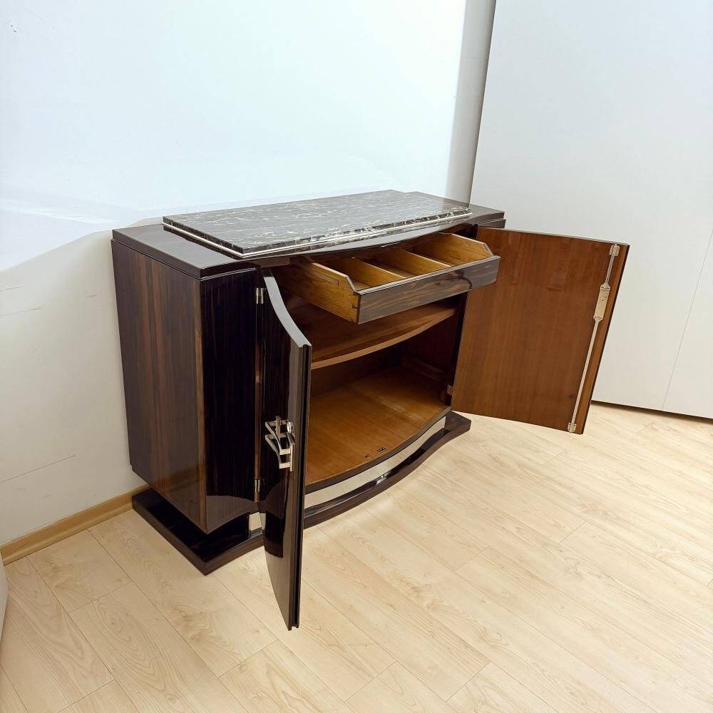 Art Deco Sideboard in Macassar, Marble & Chrome, France, 1930