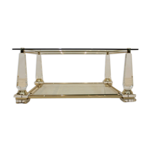 Table basse lucite laiton et verre