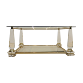 Extraordinary Lucite, Brass and Glass Obelisk Coffee table, 1970s