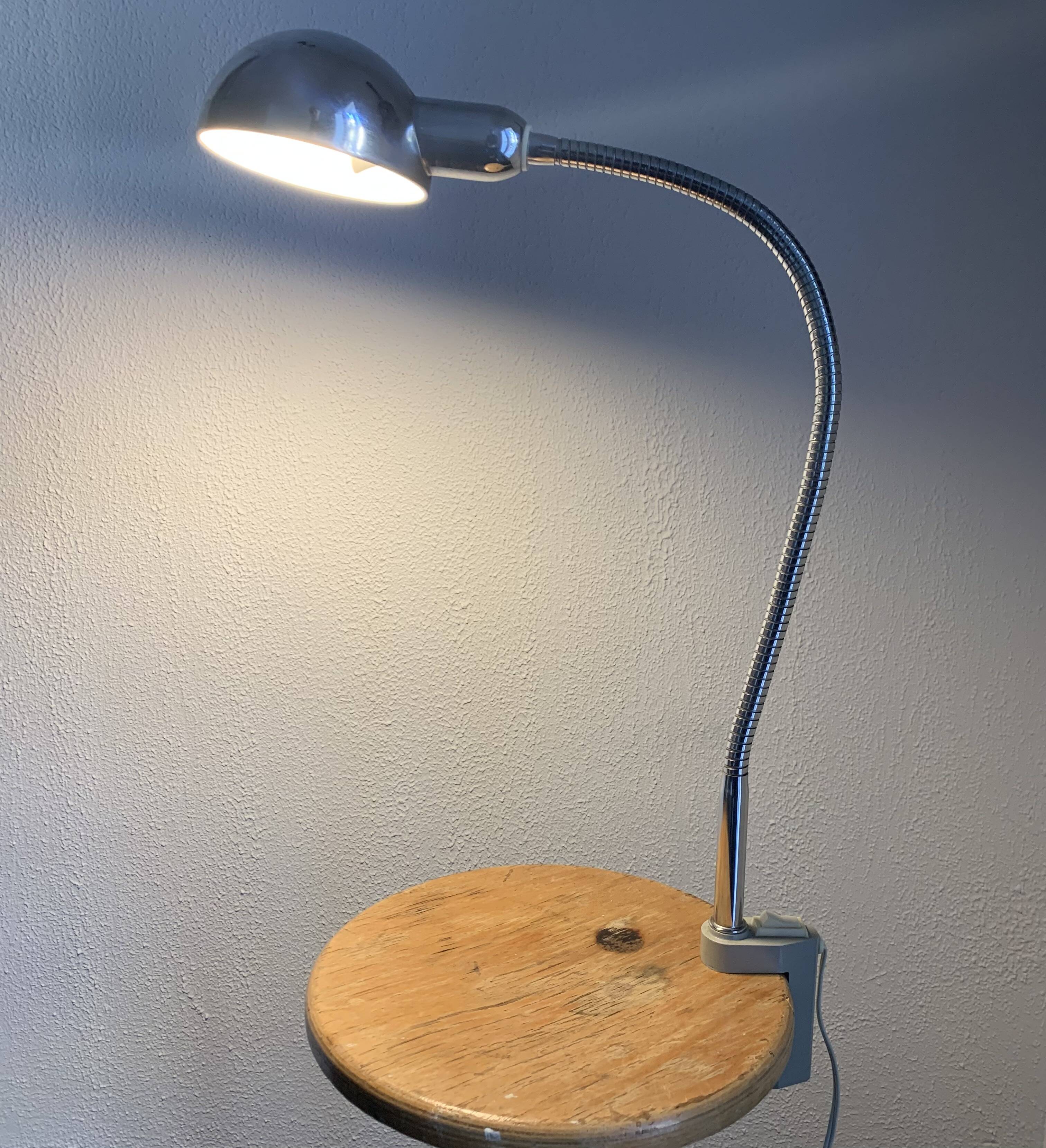 Vintage 1950 chrome industrial vice lamp Jumo 215 - 55 cm