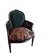Fauteuil Louis XVI cannage et velours vert foncé