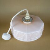Art deco pink opaline pendant light, opaline glass globe, opaline lampshade, ceiling lamp