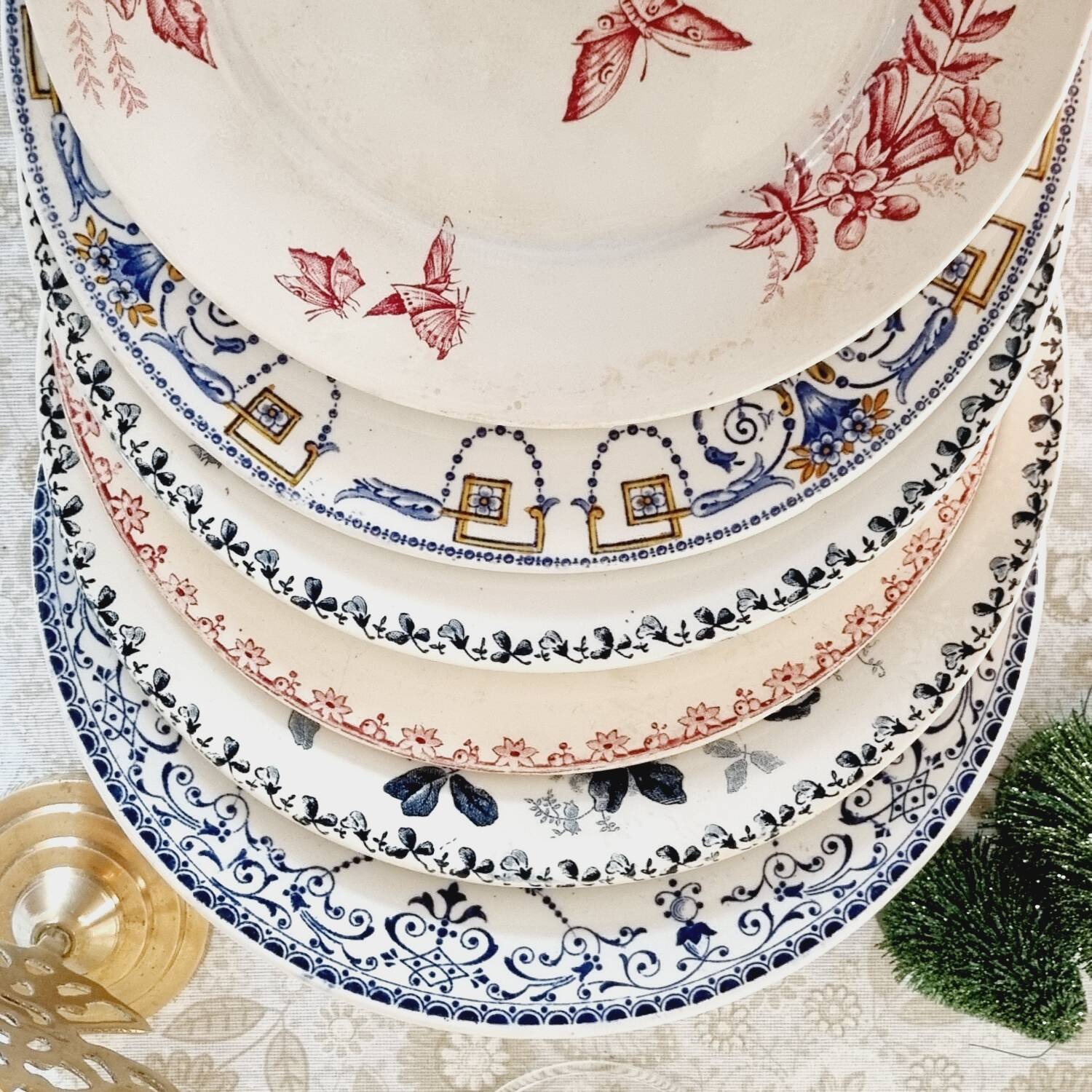 6 iron earth dessert plates lot 4