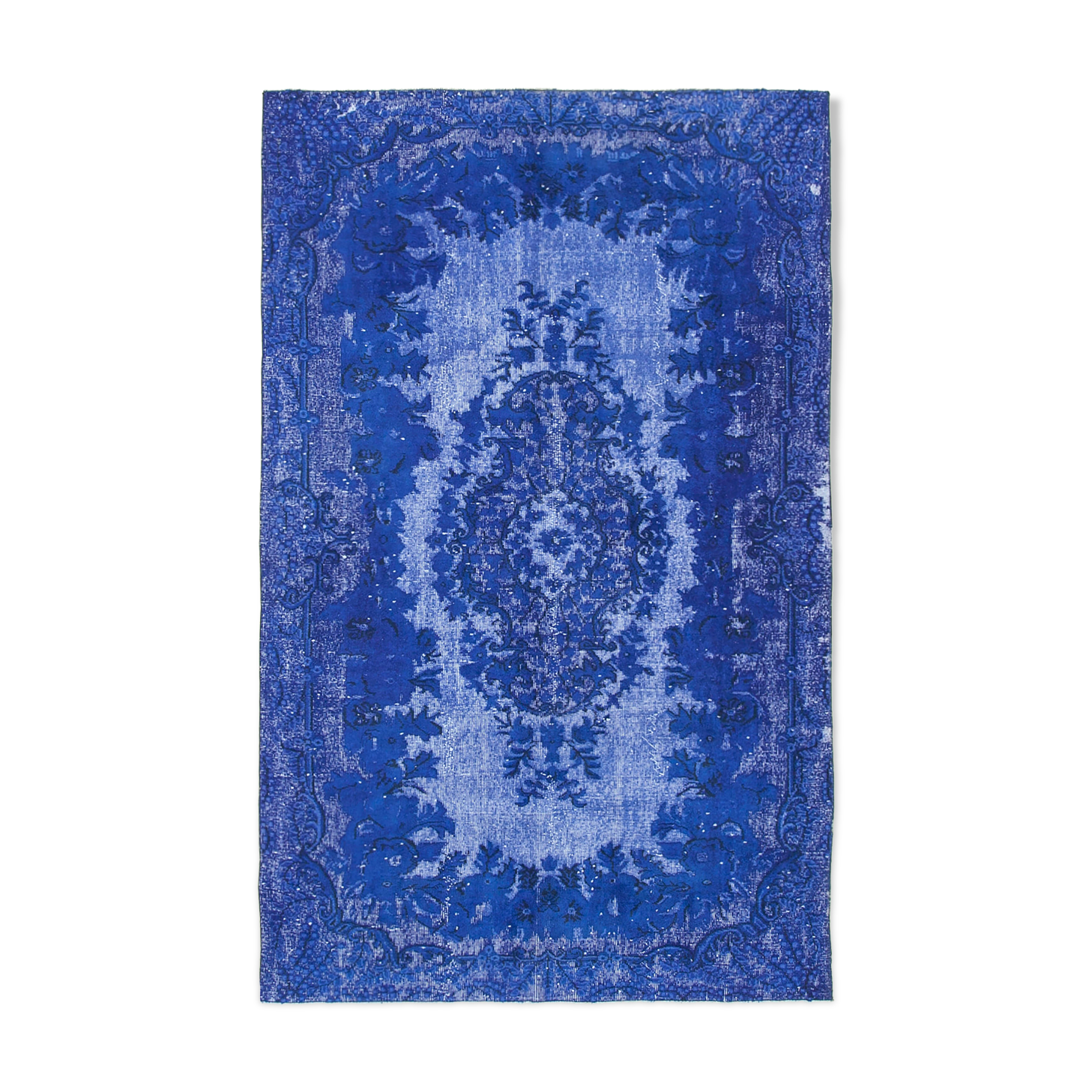 Hand-knotted contemporary oriental 1980s 174 cm x 273 cm blue carpet