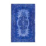 Tapis bleu oriental contemporain des années 1980 noué à la main 174 cm x 273 cm