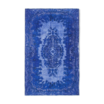 Tapis bleu oriental contemporain des années 1980 noué à la main 174 cm x 273 cm