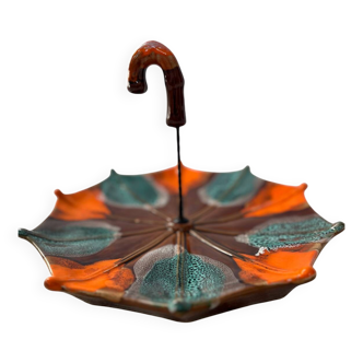 Plateau « parapluie » Vallauris orange & turquoise – année 70