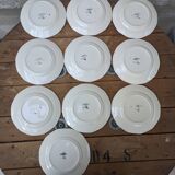 Set of 10 dessert plates with yellow border and floral decoration Sarreguemines
