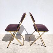 Set of 2 Lafuma folding chairs in brown velvet from the 1970s.