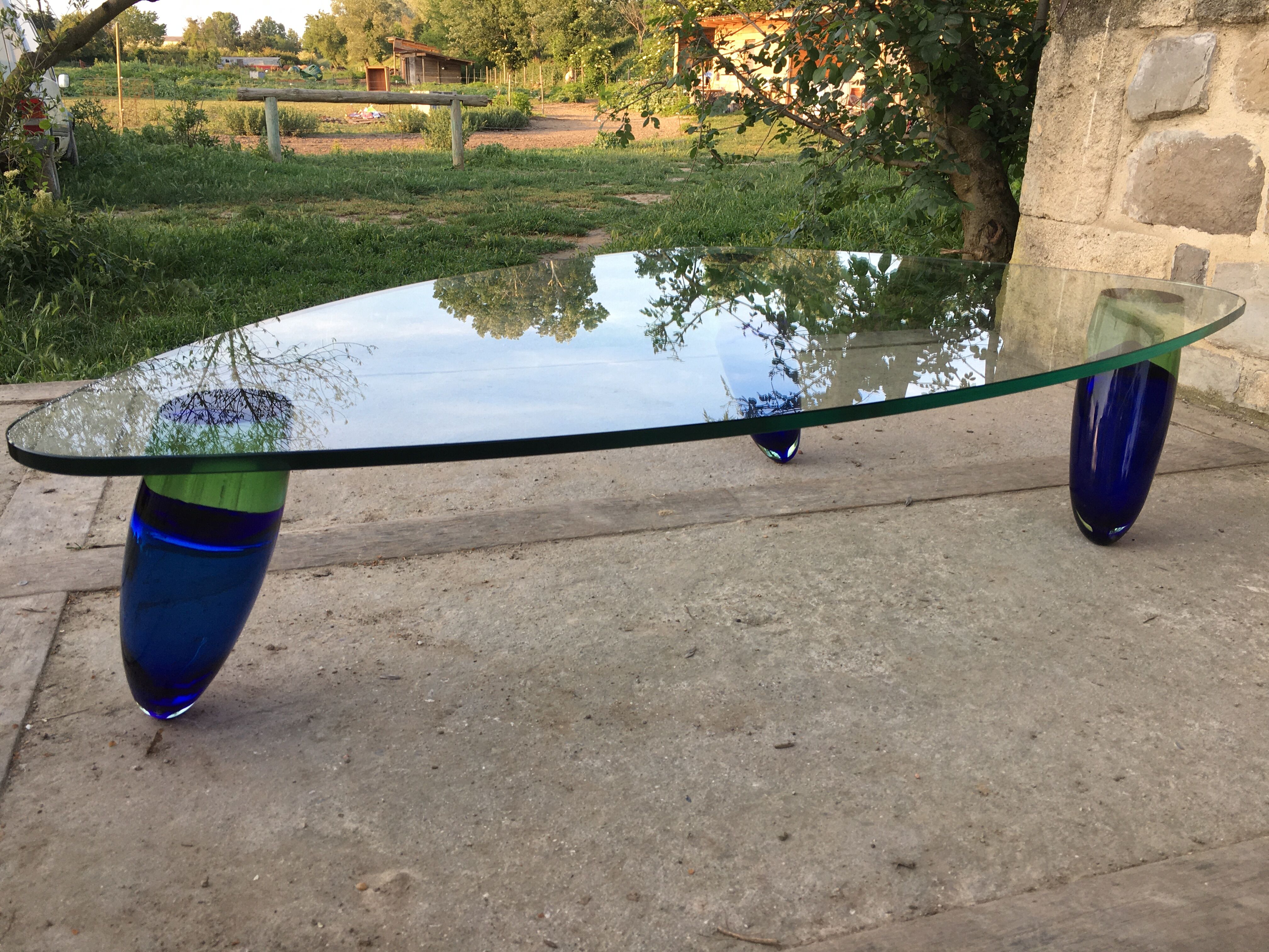 Murano glass coffee table design Maurice Barilone