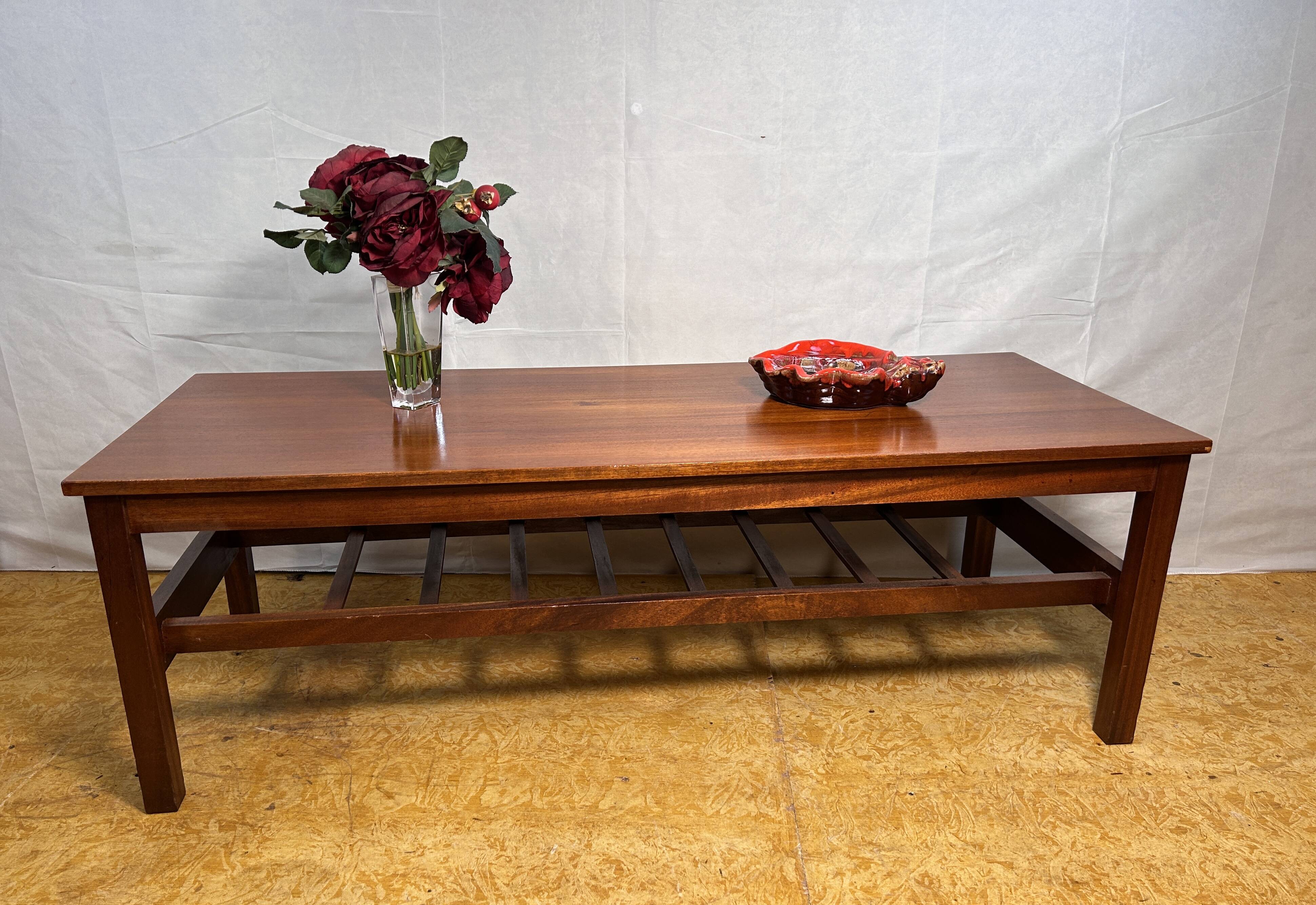 Mid-Century Retro Vintage Teak Coffee Table with Storage – 1960s Functional
