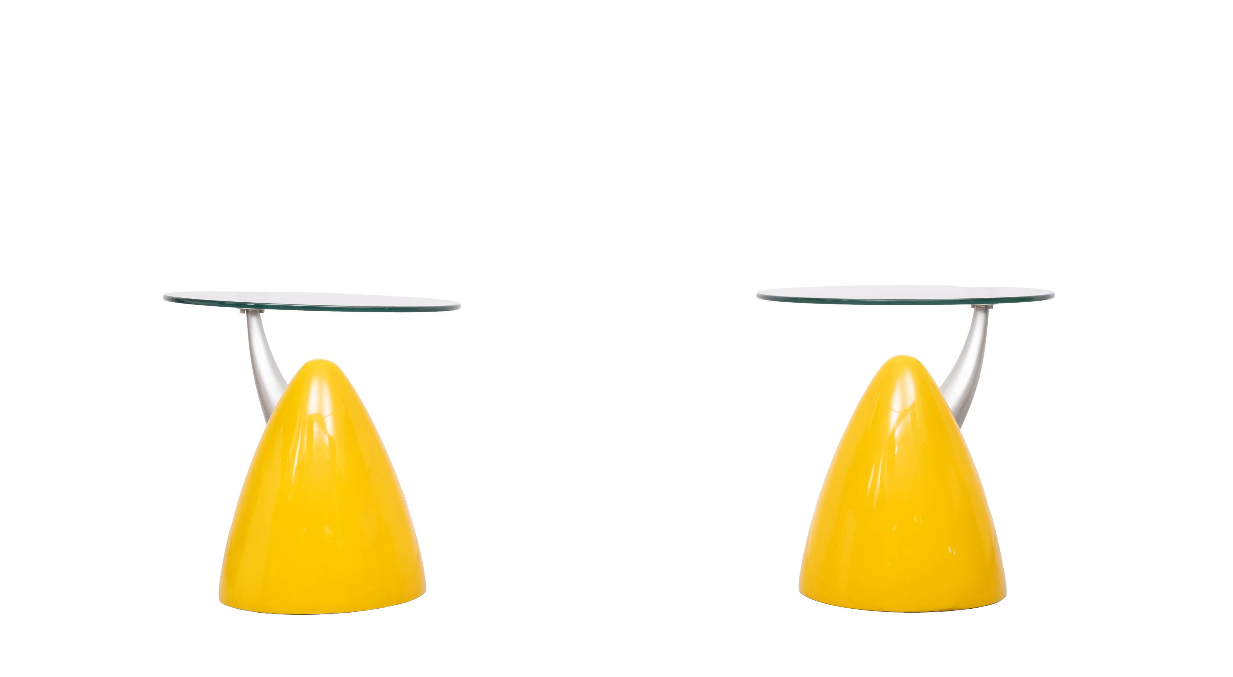 Pair Space Ace Bullet side Tables 1980s Italy