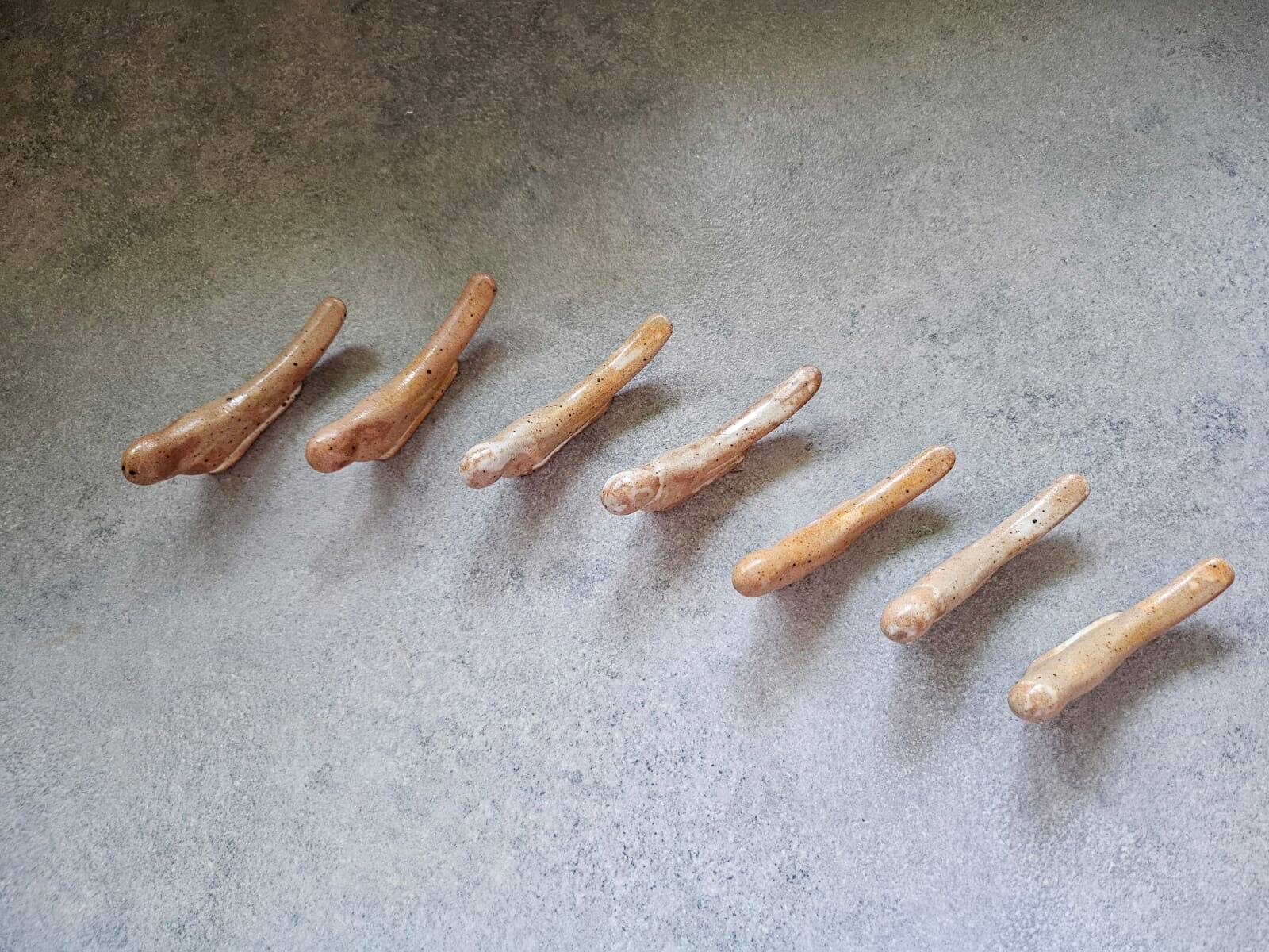 Set of 7 stoneware knife rests - birds