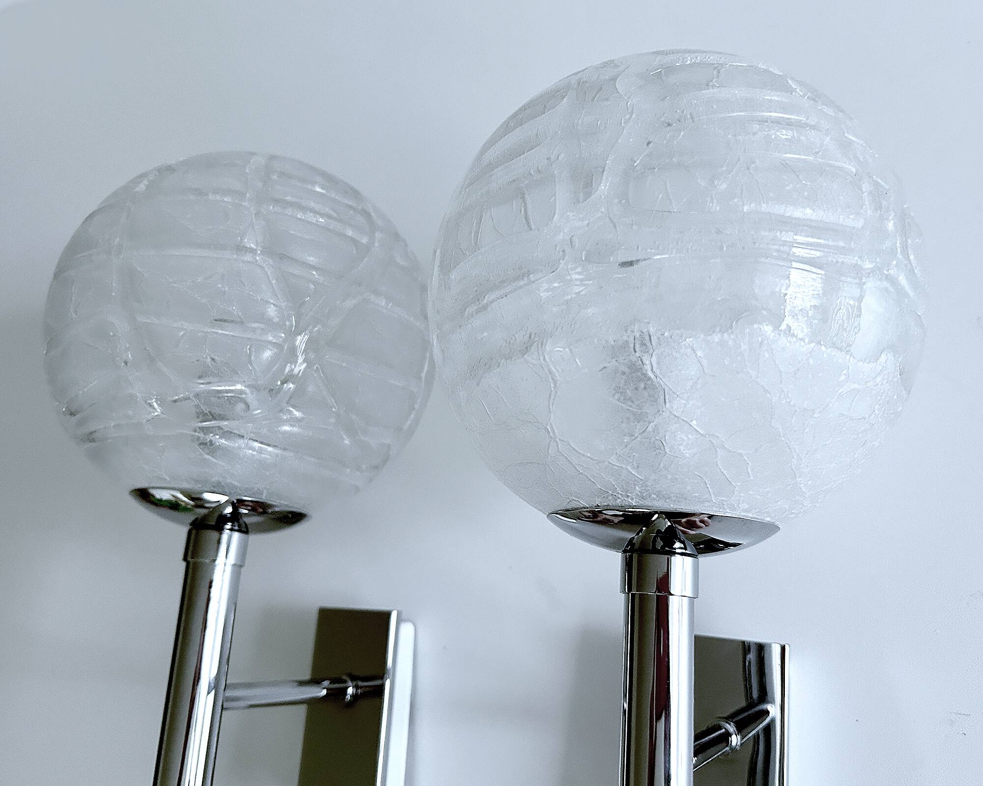 Pair Vintage Brutalist Bubble Glass Sconces