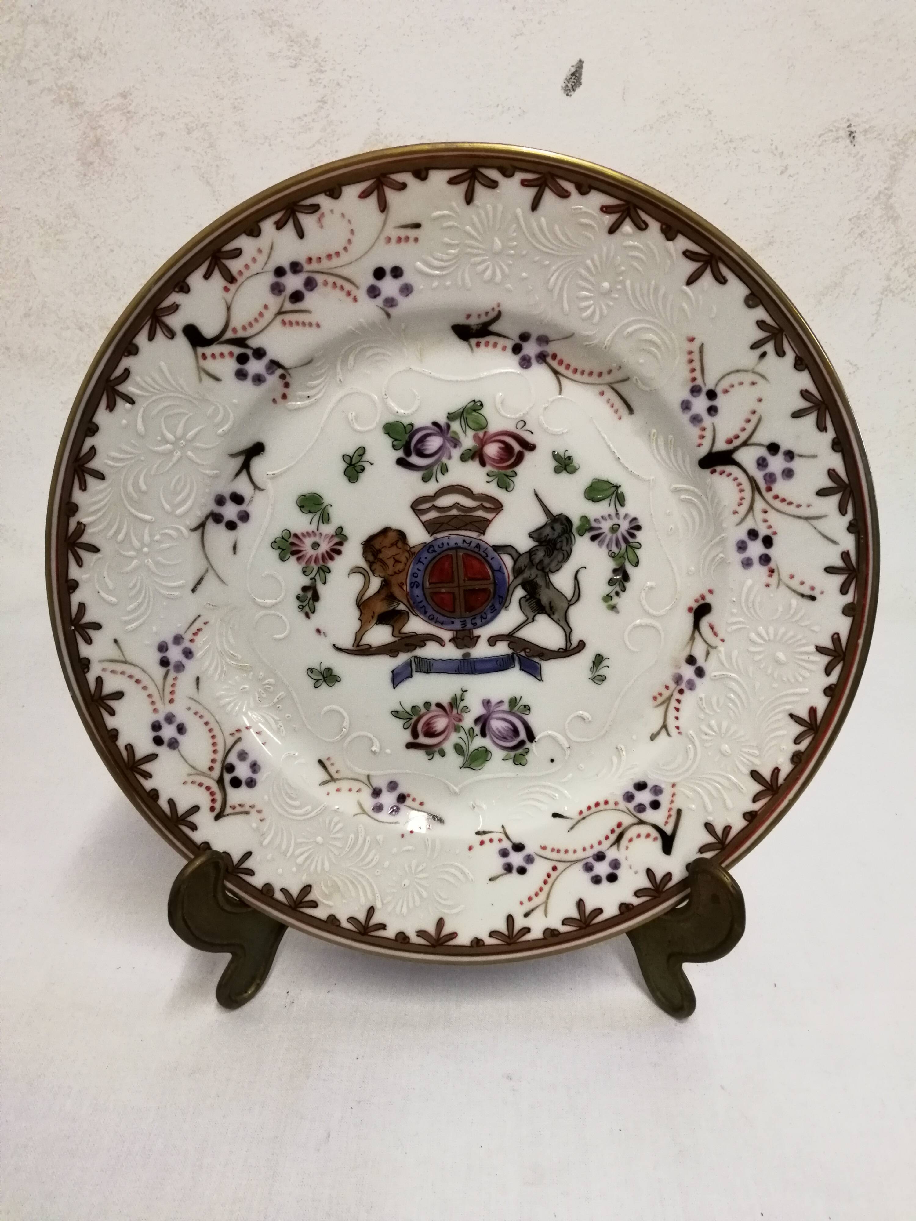 Assiette en Porcelaine Samson Armorié Blason