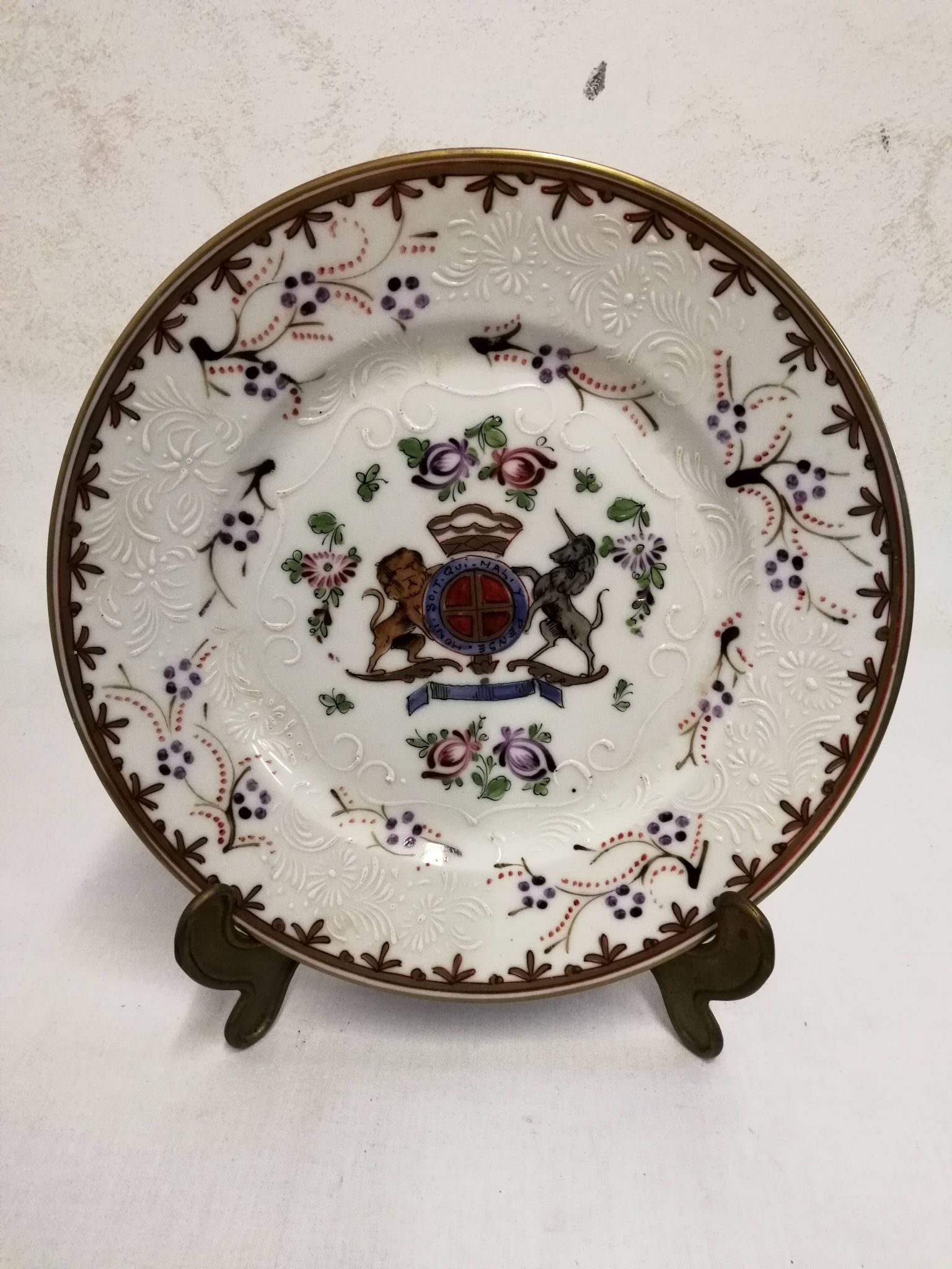 Assiette en Porcelaine Samson Armorié Blason
