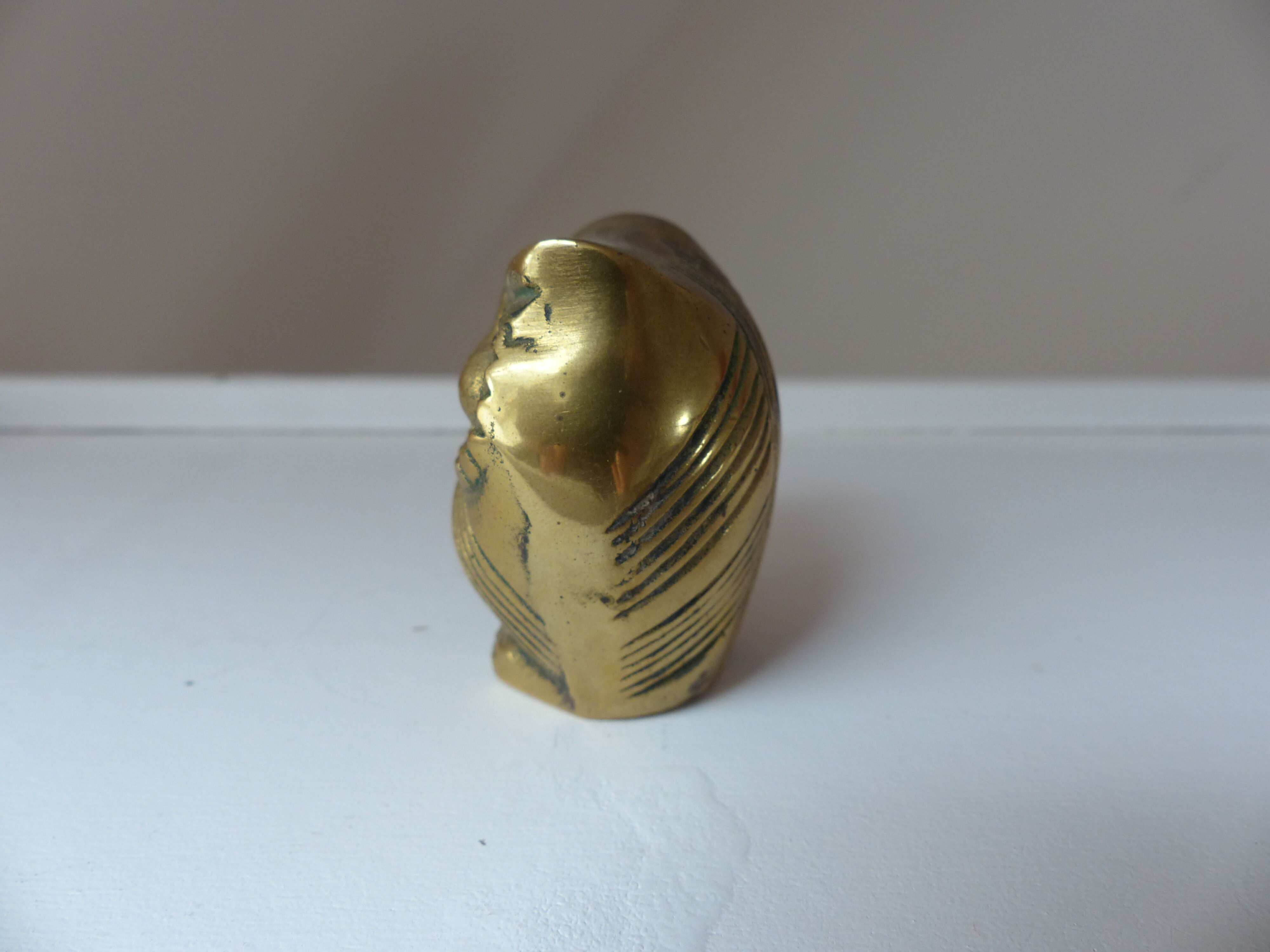 Miniature Owl Figure in Vintage Brass