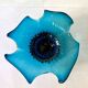 Large blue blown glass fruit bowl