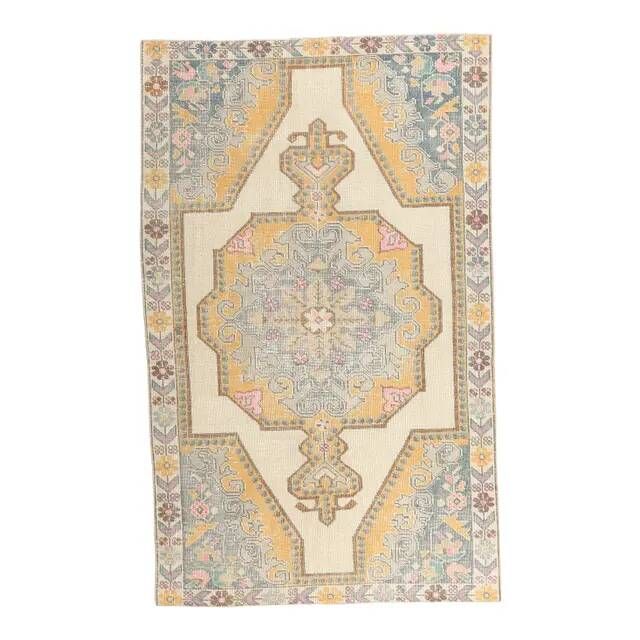 1970s Vintage Turkish Hand-Knotted Area Rug 134x221