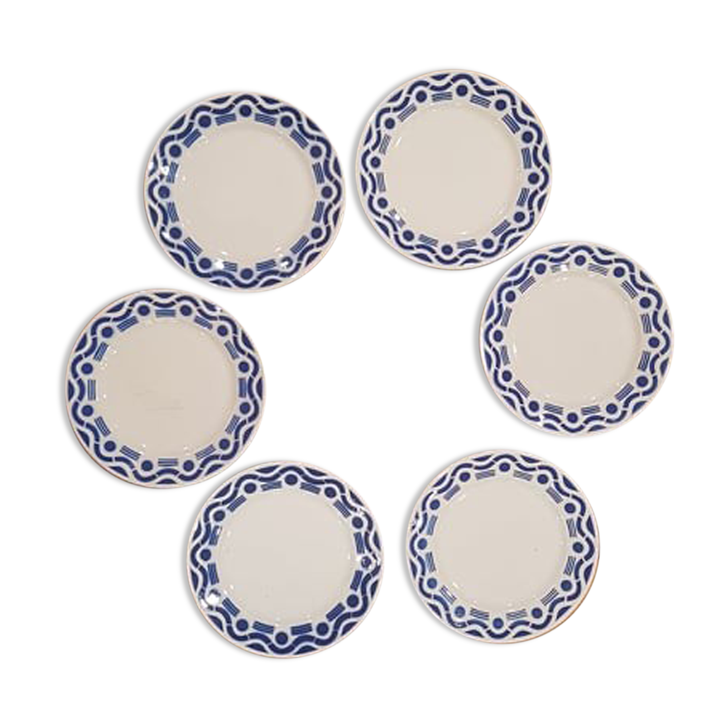 Set of 6 plates Badonviller model Azur