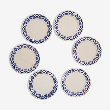 Lot de 6 assiettes Badonviller modèle Azur