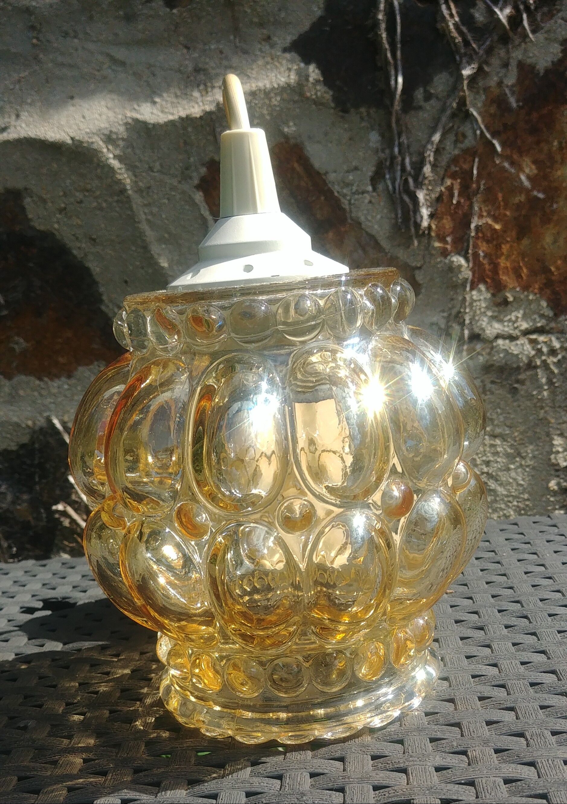 Vintage Amber Glass Bubble Suspension 70s