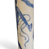 Silvia radu (1935) biscuit vase with blue enameled decoration of dancers