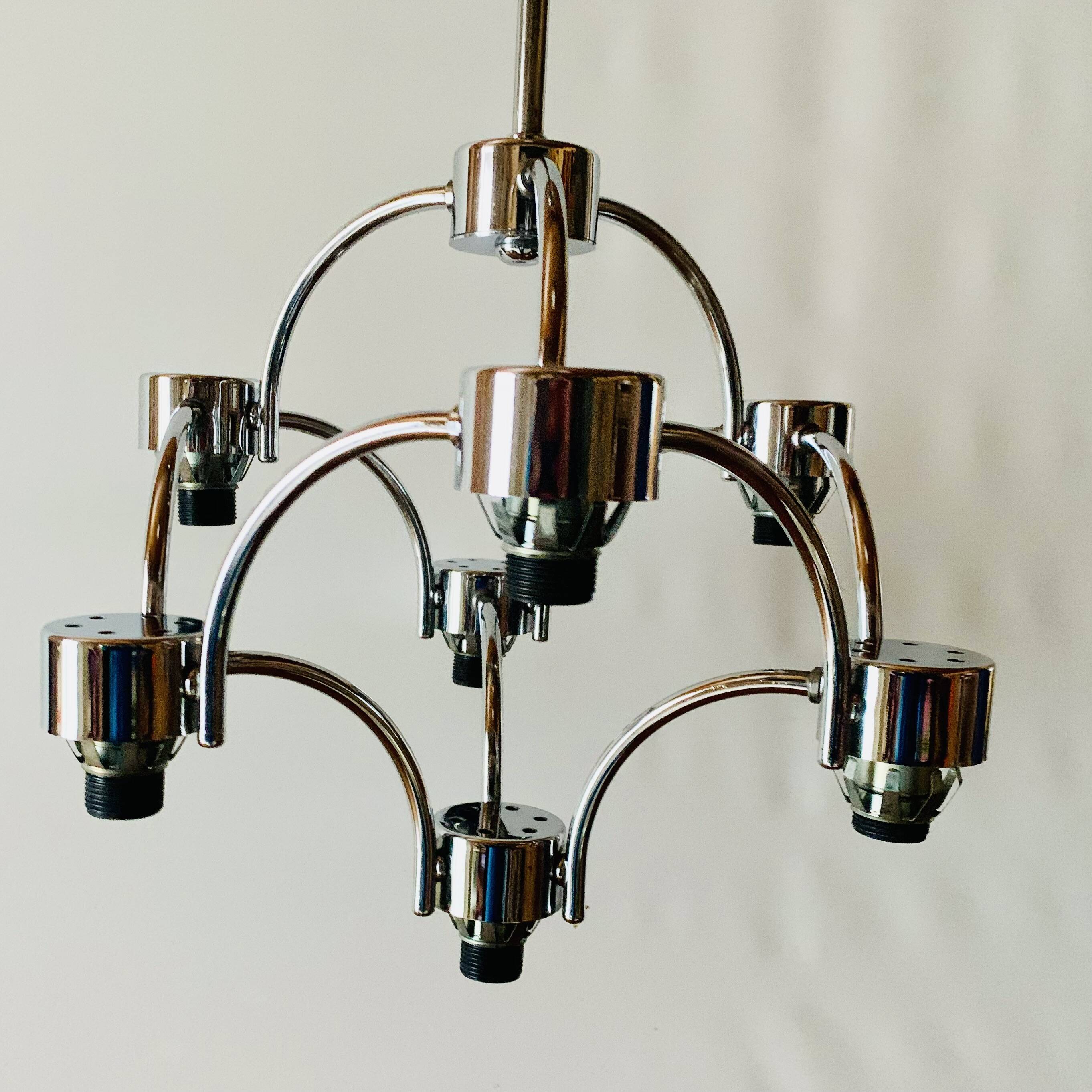 Lustre vintage en métal chromé - Space Age Design - SA Boulanger