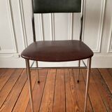 Skaï and bi-color chrome chair