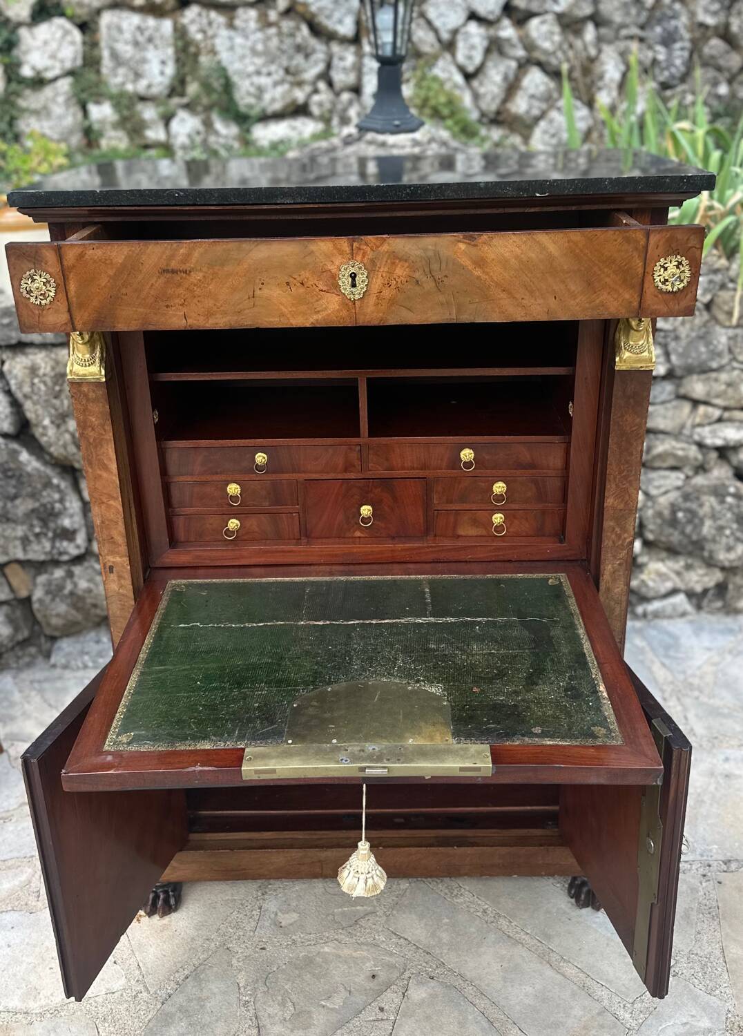 Empire period mahogany burl secretary from Egypt