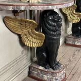 Pair of marble and bronze console tables, Italy, circa 1930