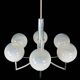 Six arms chandelier in murano glass spheres and chrome. Italy 1960s
