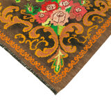 Hand-knotted vintage rose brown kilim 210 cm x 313 cm