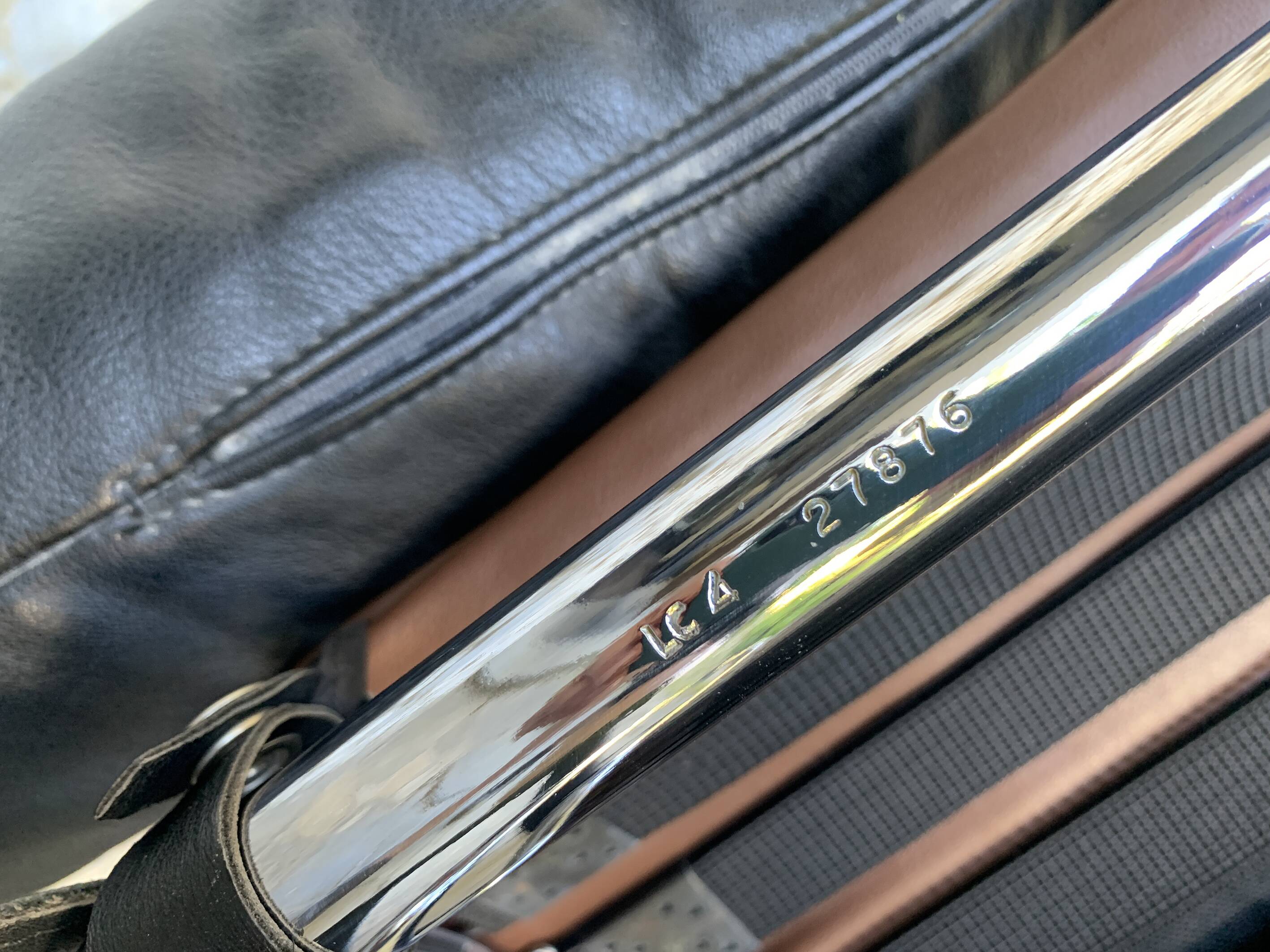 LC4 brown leather by Le Corbusier, Jeanneret & Perriand, Cassina, 1980