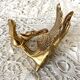 Double coat hook in Hollywood Regency style, brass swan