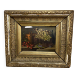 Cadre en bois doré, (XIXe s) huile sur acajou