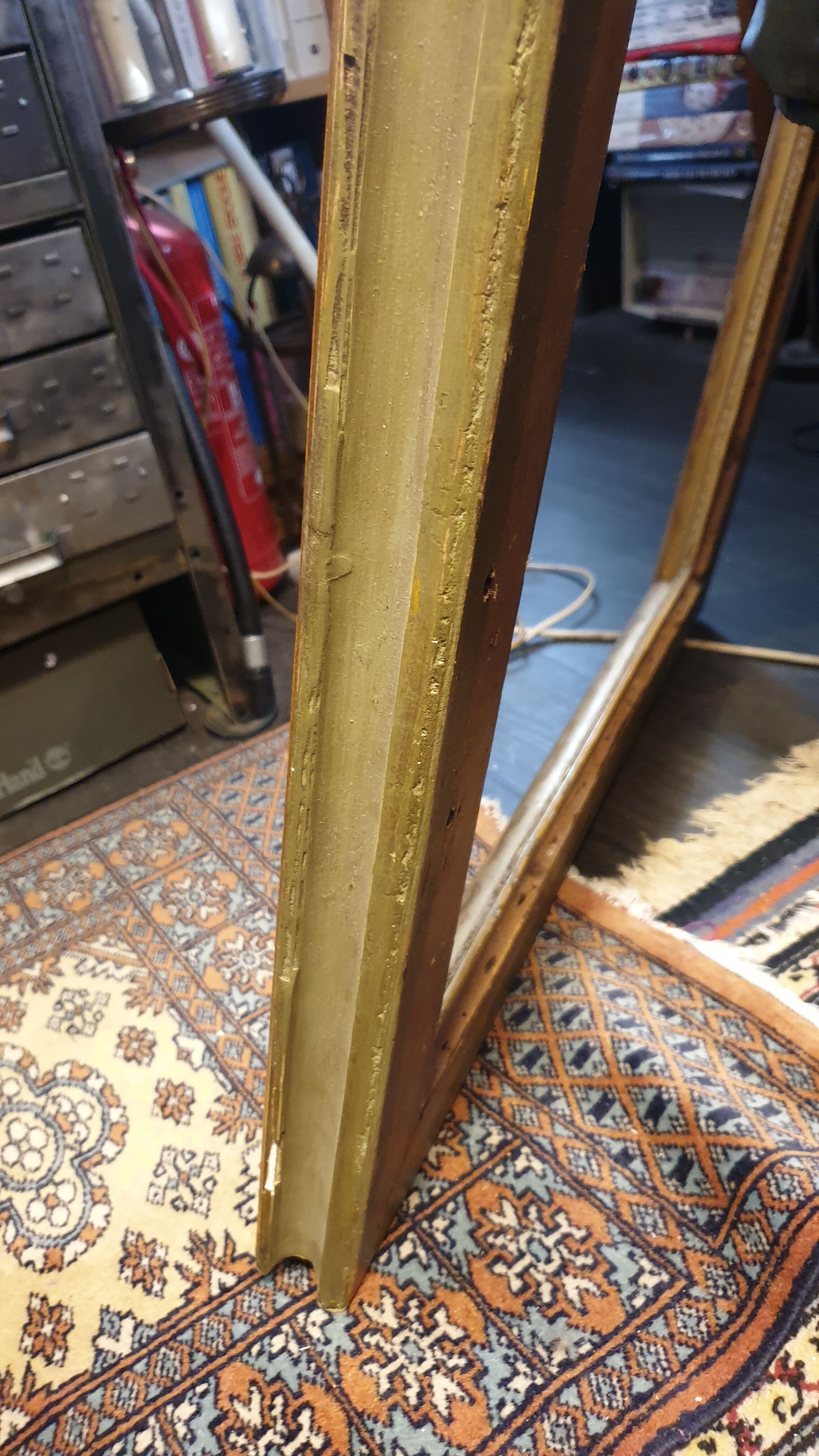 Nineteenth wood frame and gilded stucco