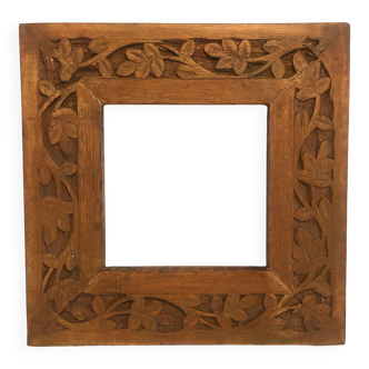 Carved wood square frame