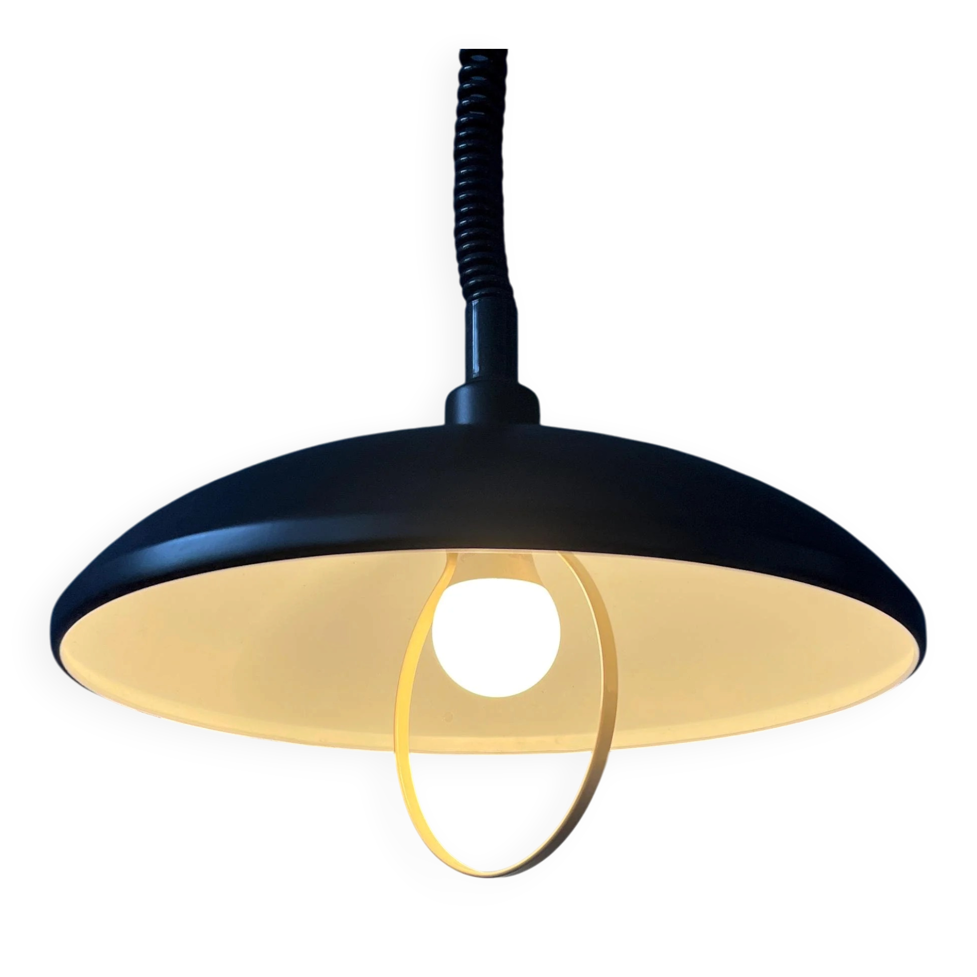 Black oval metal pendant Mid-Century