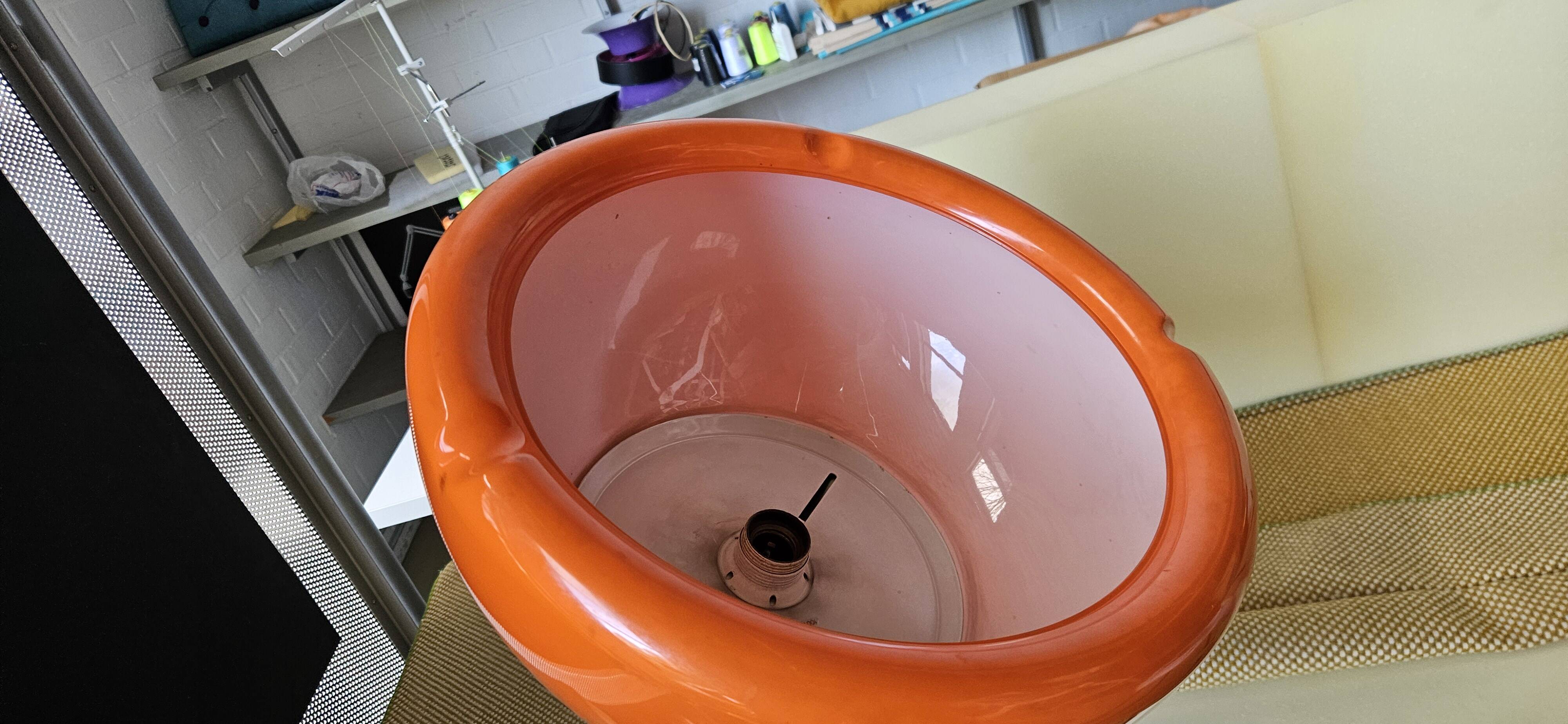 Orange and chrome space age pendant lamp