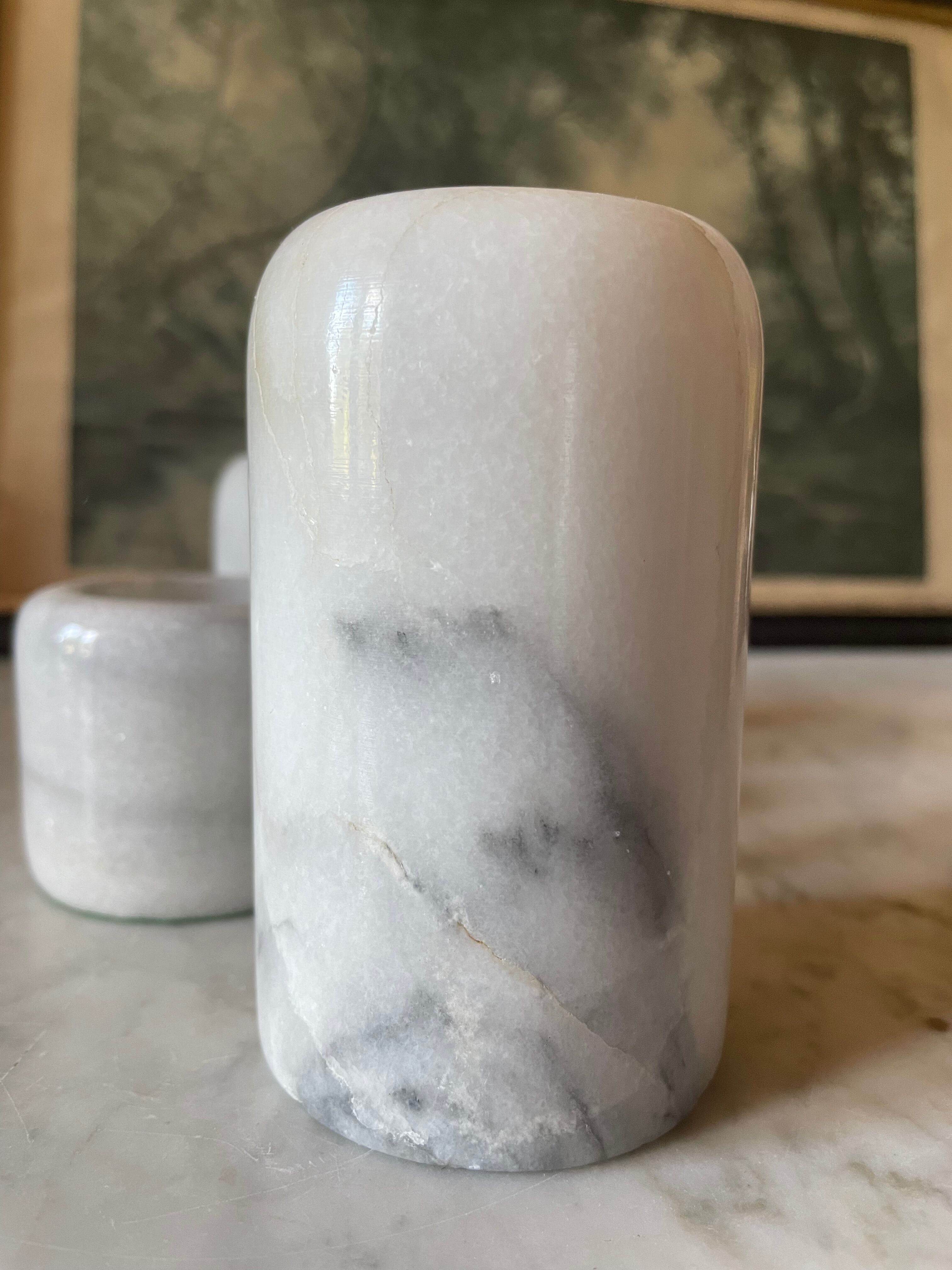 Series of marble candlesticks
