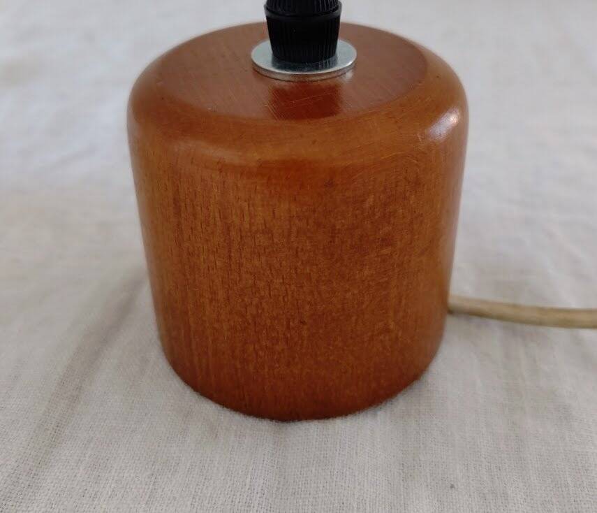 Suspension cylindrique en opaline zébré verre et teck vernis