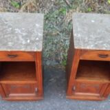Art Deco oak and marble bedside tables
