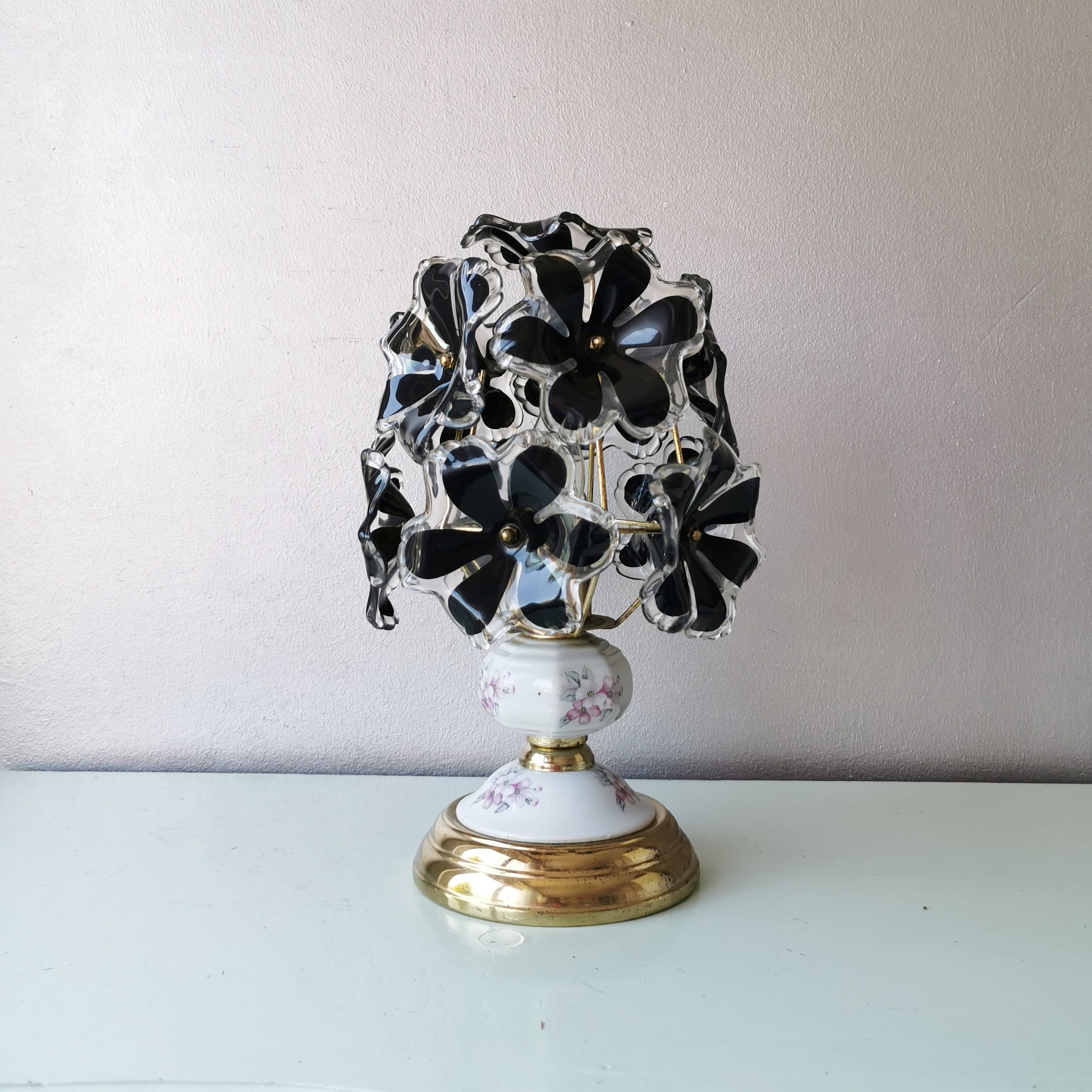 Table lamp with glass flowers, 80