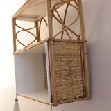 Rattan and bamboo shelf Years 60-70 revamped