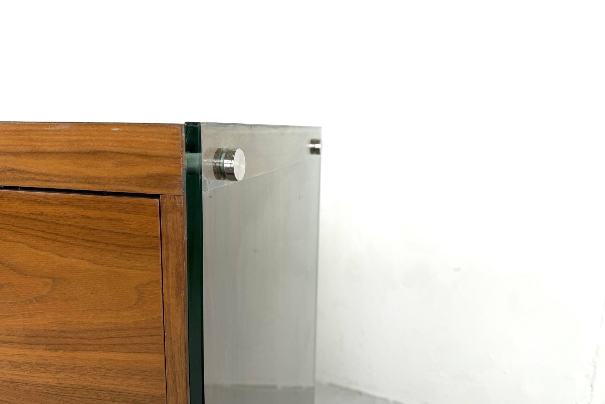 Teak sideboard with glass legs, France - 1990s