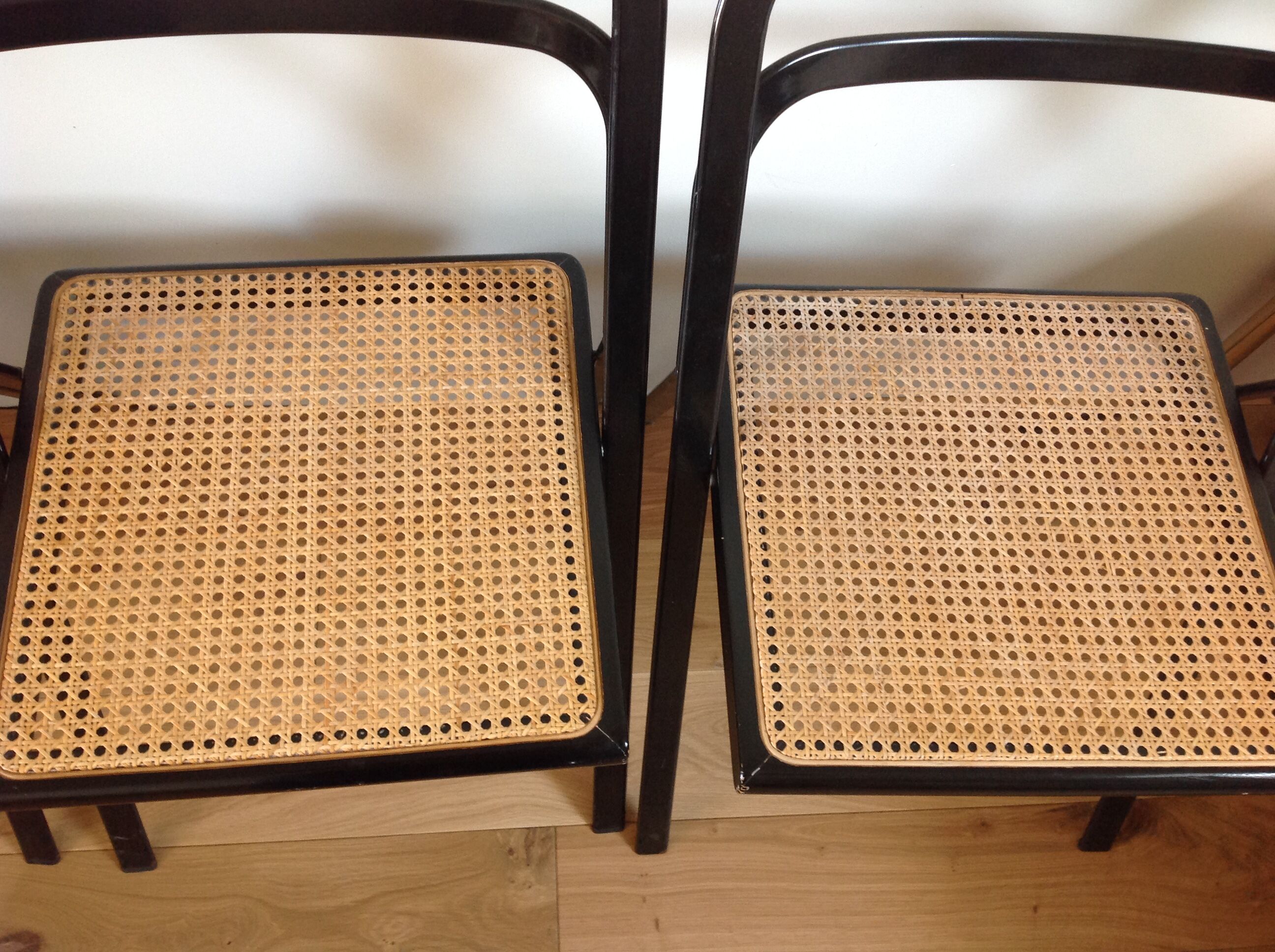 4 folding chairs cannage and black metal Cidue