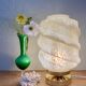 Vintage art deco globe table lamp in pale yellow Clichy glass