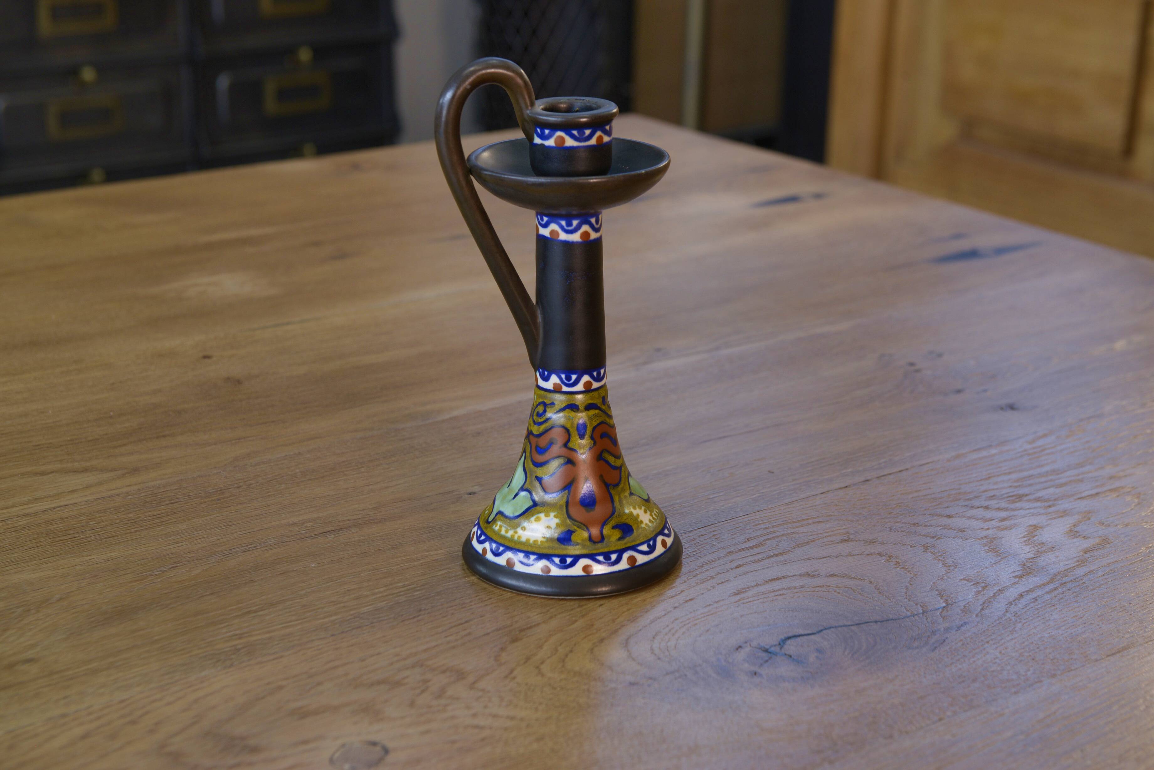 Art Deco ceramic candle holder Gouda Holland 1930's