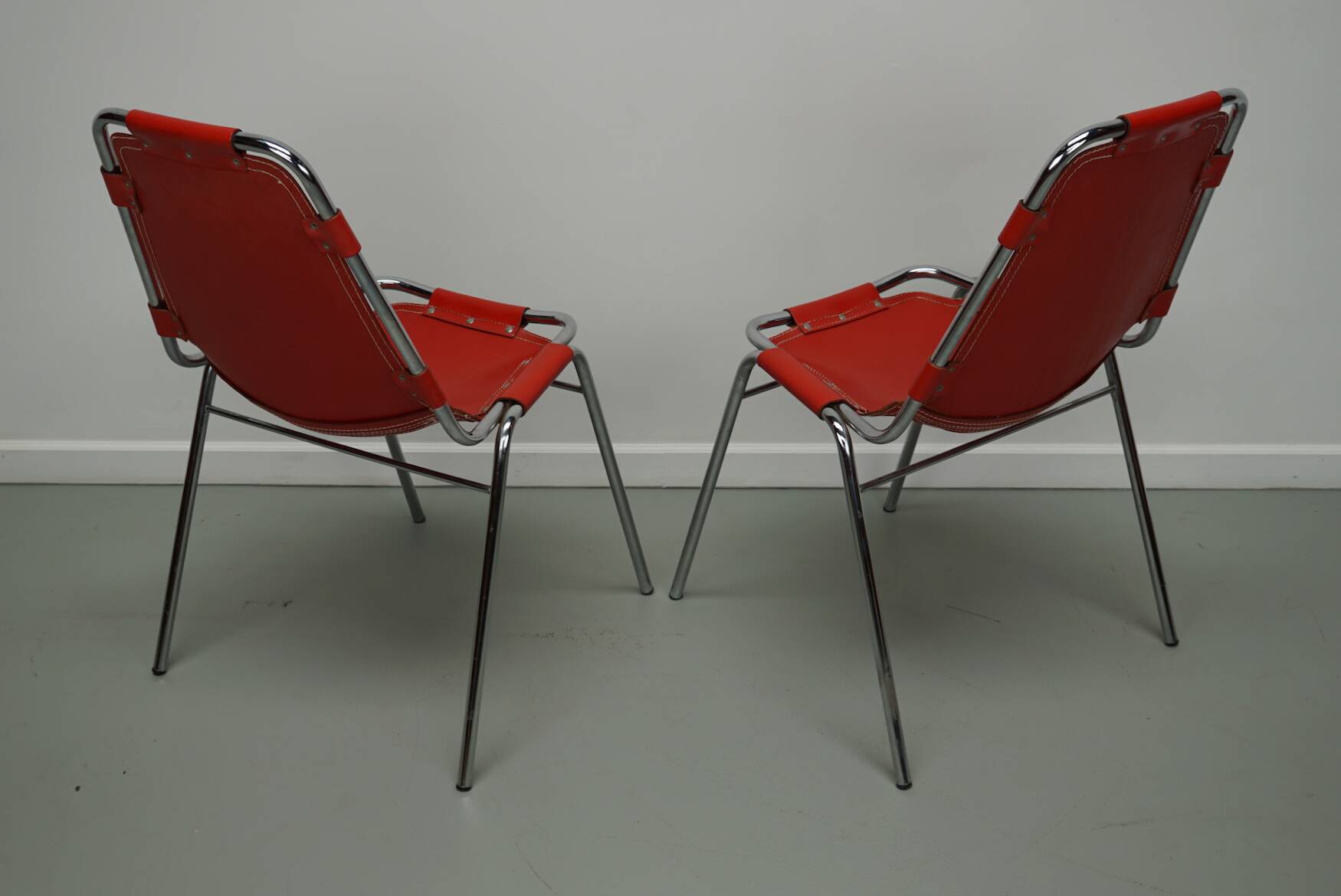 Set of Two Red Chairs by Dalvera for Les Arcs, 1960s